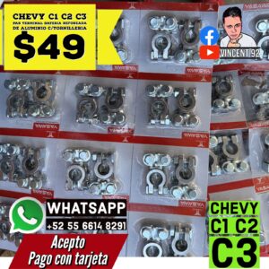 Par de Terminal de Bateria Reforzada de Aluminio C/Tornillo