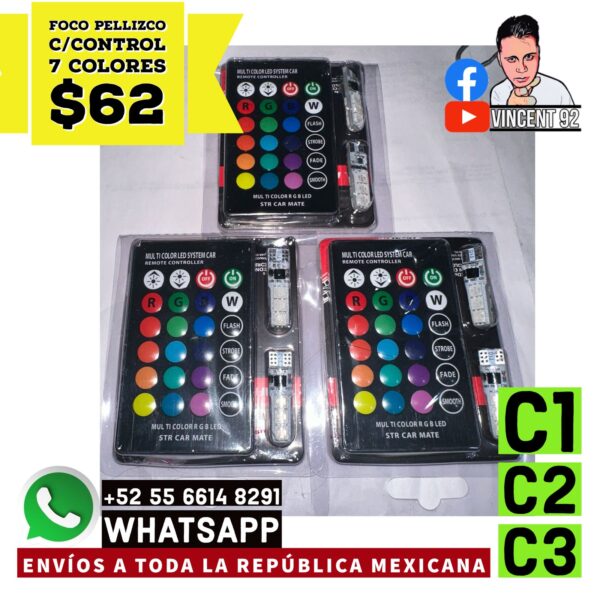 Foco Pellizco C/Control 7 Colores