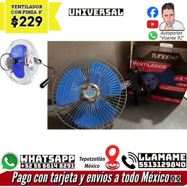 Ventilador con Pinza 8"