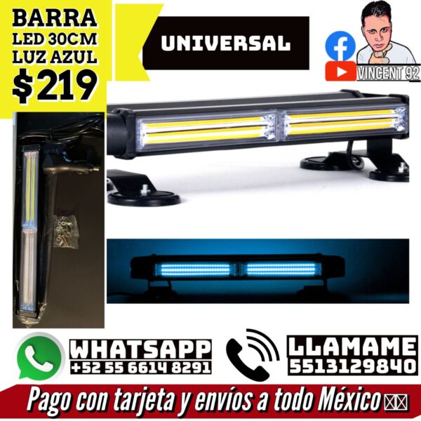 Barra Led 30cm Luz Azul
