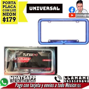 Porta Placas con Luz Neon