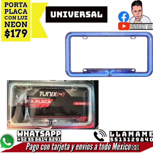 Porta Placas con Luz Neon